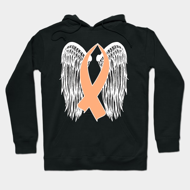 Winged Awareness Ribbon (Peach) Hoodie by BlakCircleGirl